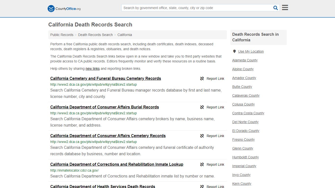 Death Records Search - California (Death Certificates ...