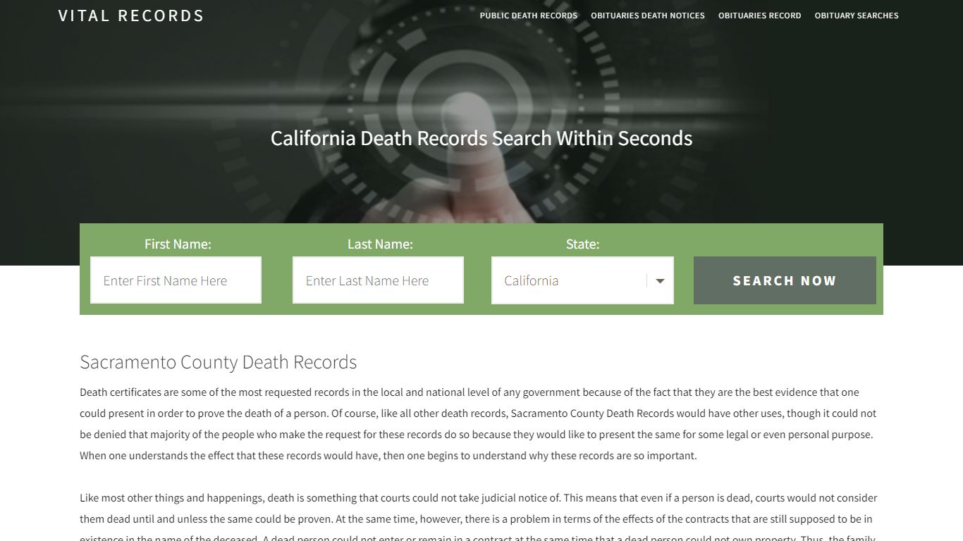 Sacramento County Death Records |Enter Name and Search|14 ...